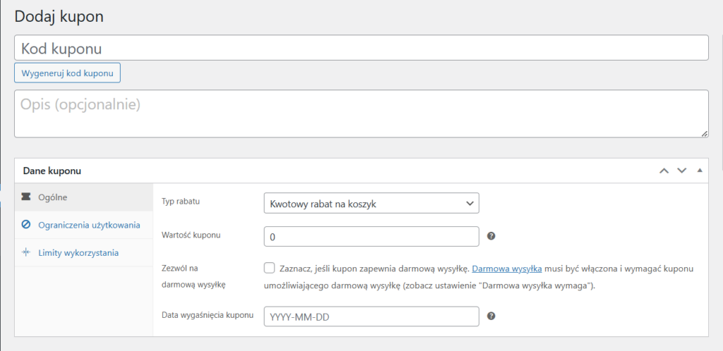 kupon zniżkowy WooCommerce